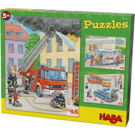 Lot de 3 puzzles Véhicules d'intervention Lot de 3 puzzles Véhicules d'intervention
