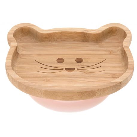 Assiette en bois de bambou avec ventouse - Little Chums Mouse