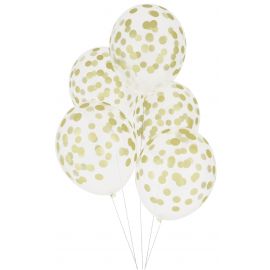 5 ballons de baudruche imprimés - Confettis dorés