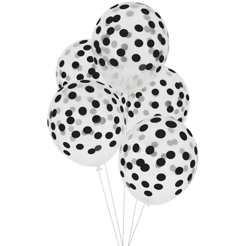 5 ballons de baudruche confettis blancs : decoration fete chic