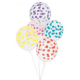 5 ballons de baudruche imprimés - Confettis colorés