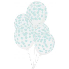 5 ballons de baudruche imprimés - Confettis aqua