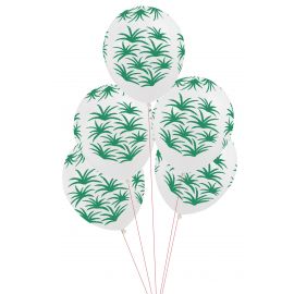 5 ballons de baudruche tatoués - feuilles vertes