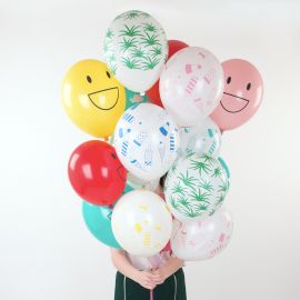 5 ballons de baudruche tatoués - happy faces