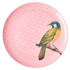 Assiette mÃ©lamine - Vintage bird - rose foncÃ© - 25 cm