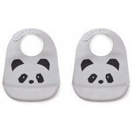 Set de 2 bavoirs Tilda en silicone Panda dumbo grey