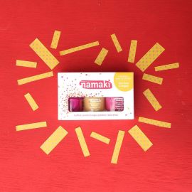 coffret 3 vernis Framboise, Or, Fuchsia + lime