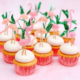 Set cupcake flamant rose
