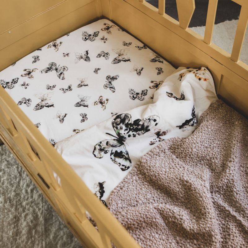 Drap Lit Bebe Fika Butterfly Offwhite 110x140cm Le Petit Zebre