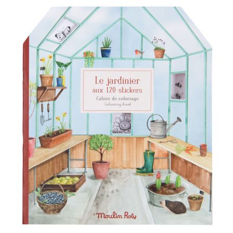 Cahier de coloriage et stickers Le jardinier - Le jardin du moulin