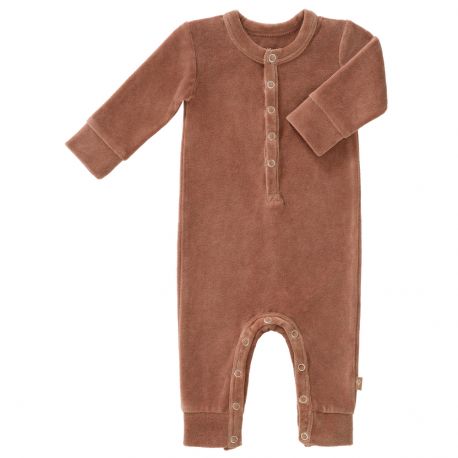 Pyjama bébé en velours - Tawny brown