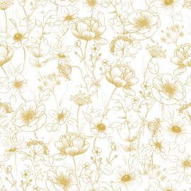 Papier peint - Motif fleurs - Botany gold