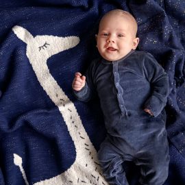 Couverture en tricot Giraf indigo