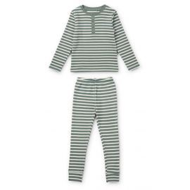 Pyjama 2 pièces Wilhelm - Y & D Stripe: Blue fog & sandy