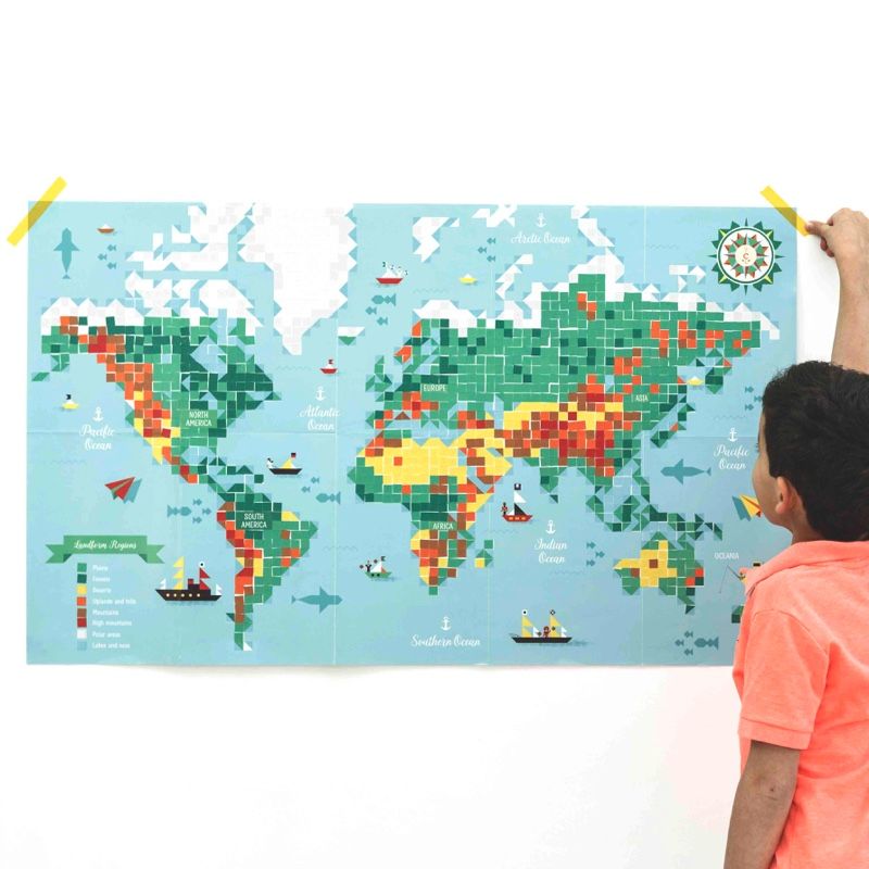 Autocollant interactif décoration murale éducative carte du monde pour  enfants