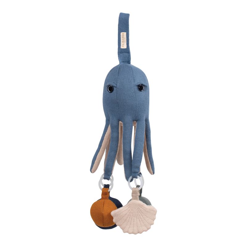 Filibabba - Mobile bébé en coton bio - Otto la pieuvre - Bleu - Le