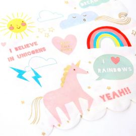 set de 16 serviettes 'rainbow & unicorns'