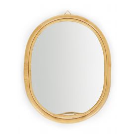 Miroir ovale en rotin - 32 x 35 cm