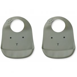 Set de 2 bavoirs Tilda en silicone - Rabbit faune green