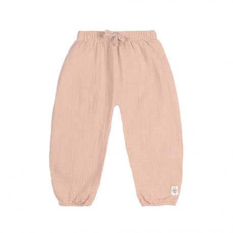 Pantalon en mousseline - coton biologique - powder pink