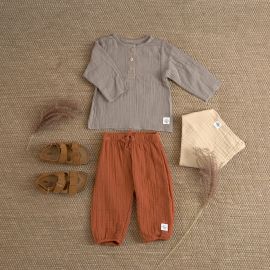 Pantalon en mousseline - coton biologique - rust