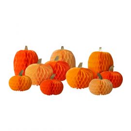 Lot de 10 déco Halloween - Honeycomb Pumpkins