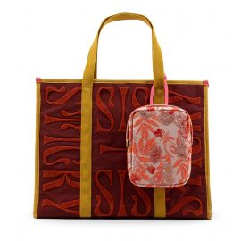 Cabas The Sticky Sis Club + sac knot-bag florale - La Promenade - Terry - Vin rouge