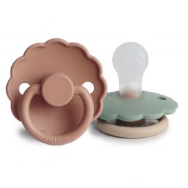 Set de 2 tétines FRIGG Daisy Bloom en silicone - Rose gold & Willow