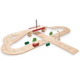 Plan Toys - Jeu de construction en bois - circuit voiture
