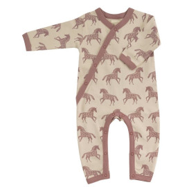 Pyjama kimono en coton BIO - Chevaux rose