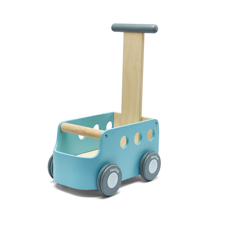 Chariot de marche bois bleu en bois jouet