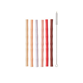 Set de 6 pailles en silicone - Cherry red/Vanilla