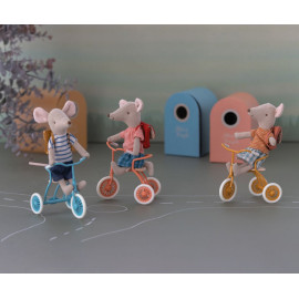 Tricycle Mouse, grande sœur avec sac - vieille rose