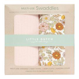 Langes Swaddles 70x70 Flowers & Butterflies-Pure Soft Pink - Little Dutch
