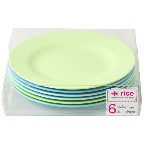 set de 6 assiettes en mélamine vert/bleu set de 6 assiettes en mélamine vert/bleu