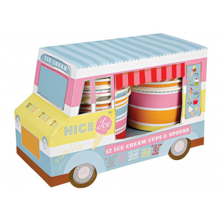 camion à glaces avec pots et cuillères camion à glaces avec pots et cuillères