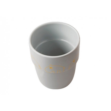 tasse grise 'yummy' en mélamine à motifs dorés tasse grise 'yummy' en mélamine à motifs dorés