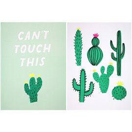 Set de 2 affiches 'cactus' & 'can't touch this'
