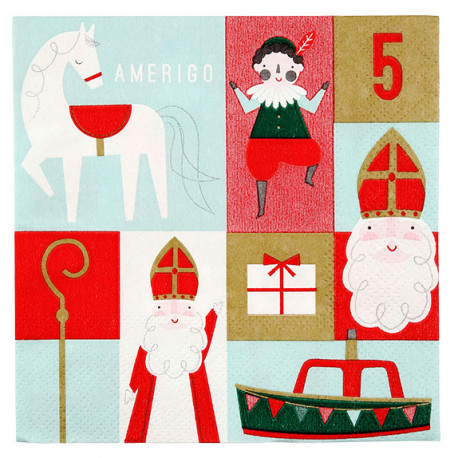 set de 20 serviettes Saint Nicolas large set de 20 serviettes Saint Nicolas large
