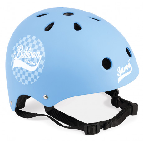 casque bleu a damiers pour draisienne casque bleu a damiers pour draisienne