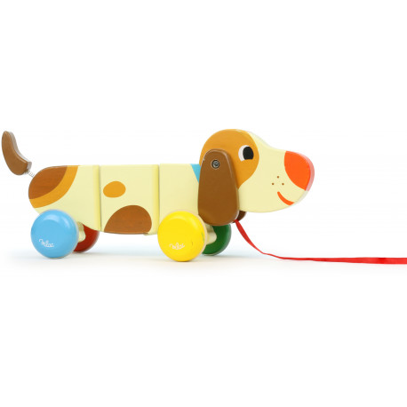 jouet à tirer Basile le chien saucisse jouet à tirer Basile le chien saucisse