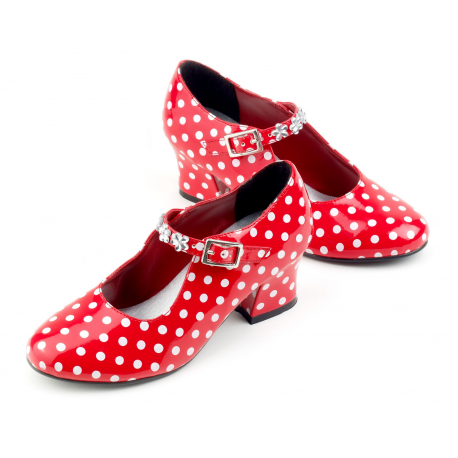 chaussures à talons rouges à pois blancs