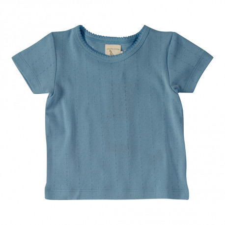 T-shirt fine maille pointelle - bleu adriatique T-shirt fine maille pointelle - bleu adriatique