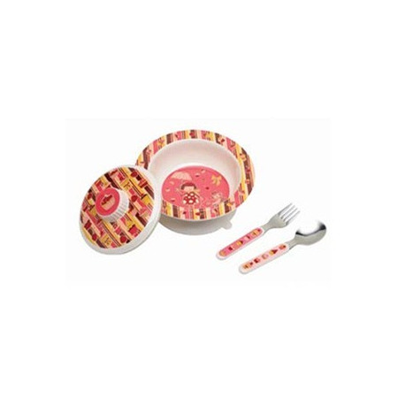 set bol avec couvercle et couverts 'cupcake' set bol avec couvercle et couverts 'cupcake'